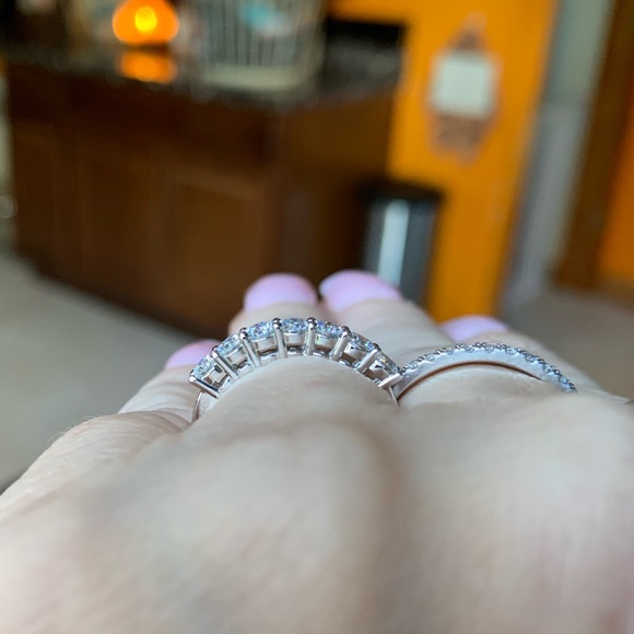Beautiful 0.7cttw Moissanite Half Eternity Band - Picture 4 of 8
